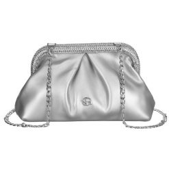 Wizytowa, srebrna torebka damska ze skóry ekologicznej - Rovicky. Szare torebki wieczorowe ROVICKY, bez wzorów, ze skóry ekologicznej, wizytowe, bez kołnierzyka, bez ramiączek. Za 97.99 zł.