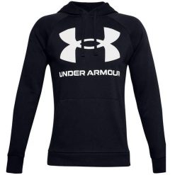 Bluza fitness męska Under Armour Rival Fleece Big Logo HD. Czarne bluzy bez kaptura męskie Under Armour, bez wzorów, sportowe, bez kołnierzyka, bez ramiączek. Za 119.99 zł.
