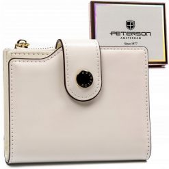 Portfel damski Peterson PTN 012-LAK biały. Białe portfele damskie Peterson, bez wzorów, ze skóry ekologicznej. Za 54.00 zł.