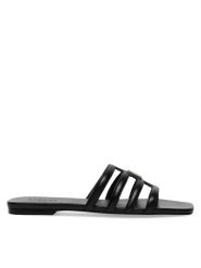 Badura Klapki JEAN-113775 Czarny. Czarne klapki damskie Badura, bez wzorów, ze skóry, bez obcasa. Za 199.99 zł.