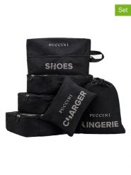 Puccini 6-częściowy zestaw w kolorze czarnym rozmiar: onesize. Czarne walizki Puccini, bez wzorów, z materiału. Za 126.45 zł.