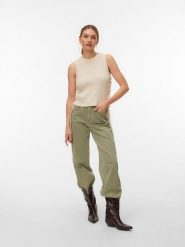 Vero Moda Top dzianinowy w kolorze beżowym rozmiar: S. Brązowe topy damskie Vero Moda, s, bez wzorów, z dzianiny, bez kołnierzyka. Za 109.95 zł.