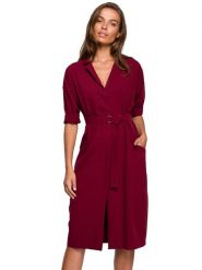 Stylove Sukienka w kolorze czerwonym rozmiar: XXL. Czerwone sukienki damskie Stylove, na co dzień, xxl, bez wzorów, z tkaniny, bez kołnierzyka, bez ramiączek, midi, proste. Za 79.99 zł.