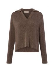 MOS MOSH Sweter z dzianiny z zawartością alpaki - MMThora Aidy Kobiety drobna dzianina beżowy|brązowy, M. Brązowe swetry klasyczne damskie Mos Mosh, m, z dzianiny, bez kołnierzyka. Za 329.95 zł.