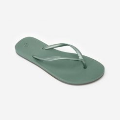 Japonki damskie Decathlon 500 Grass. Brązowe klapki damskie Decathlon, bez wzorów, bez obcasa. Za 39.99 zł.