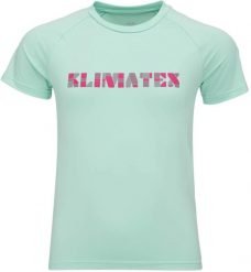 Dziecięca koszulka sportowa Klimatex Rizal turkusowa - Quickdry. Zielone bluzki sportowe damskie PLASTIMO, l, z elastanu, bez kołnierzyka, bez ramiączek. Za 118.99 zł.