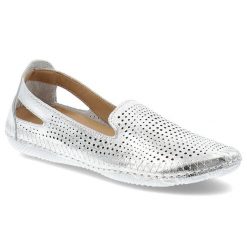 Srebrne Półbuty Artiker Wsuwane Obuwie Damskie. Szare półbuty damskie Artiker, bez wzorów, ze skóry, eleganckie, bez obcasa. Za 169.00 zł.