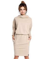 Be Wear Sukienka w kolorze beżowym rozmiar: S/M. Brązowe sukienki damskie Be Wear, m, bez wzorów, bez kołnierzyka, bez ramiączek, midi. Za 132.67 zł.