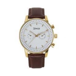 Zegarek Zemge Zegarek męski z kolekcji CLASSIC Brązowy/Złoty ZC1008 uniwersalny. Brązowe zegarki męskie ZEMGE, złote. Za 332.10 zł.