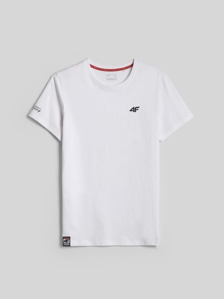 4F T-shirt regular z nadrukiem męski - biały XXL. Białe t-shirty męskie 4f, m, bez wzorów, z bawełny, bez kołnierzyka. Za 59.99 zł.