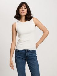 Cross Jeans Top w kolorze białym rozmiar: S. Białe topy damskie Cross Jeans, s, bez wzorów, z jeansu, bez kołnierzyka. Za 46.45 zł.