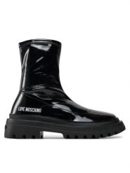 LOVE MOSCHINO Botki JA24225G0LIIZ000 Czarny. Czarne botki damskie Love Moschino, ze skóry, bez obcasa, na płaskiej podeszwie, bez zapięcia. Za 919.99 zł.