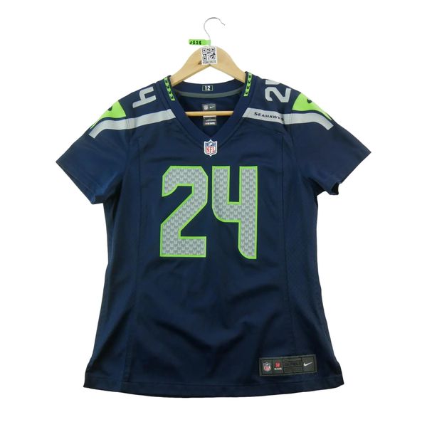 Second life - Nike damska koszulka NFL Seattle Seahawks - Stan bardzo dobry. Niebieskie bluzki sportowe damskie Nike, m, z tkaniny, bez kołnierzyka, bez ramiączek. Za 149.06 zł.