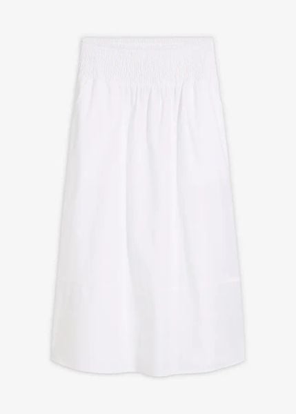 Spódnica midi z czystej bawełny. Białe spódniczki damskie bonprix, bez wzorów, z bawełny, midi. Za 47.99 zł.