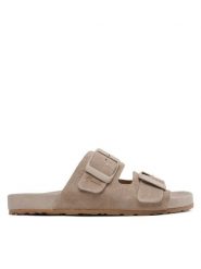 Manebi Klapki Suede Traveler Nordic Sandals W 1.9 RT Brązowy. Brązowe klapki damskie Manebi, bez wzorów, ze skóry, bez obcasa. Za 749.99 zł.