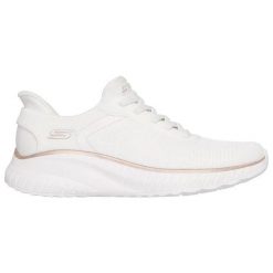 Buty sportowe damskie Skechers Bobs Squad Chaos SLIP-INS. Białe buty sportowe na co dzień damskie Skechers, bez wzorów. Za 339.00 zł.