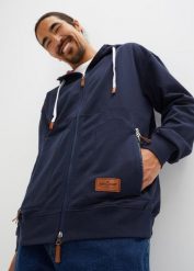 Bluza rozpinana z kapturem, Loose Fit. Niebieskie bluzy z kapturem męskie bonprix, l. Za 149.99 zł.