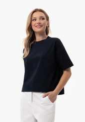 Bawełniany t-shirt, Comfort Fit, T-FLAME. Niebieskie t-shirty damskie Volcano, l, bez wzorów, z bawełny, bez kołnierzyka. Za 59.99 zł.