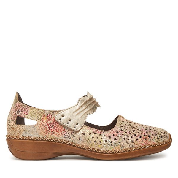 Półbuty Rieker. Brązowe półbuty damskie Rieker, bez wzorów, bez obcasa, na płaskiej podeszwie. Za 319.99 zł.