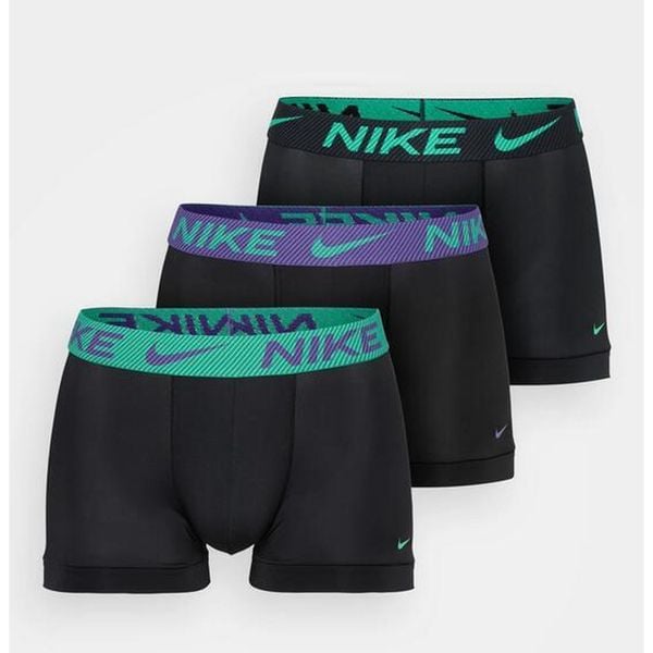 Bokserki Nike Essential Micro 3 szt. czarne zielone fioletowe. Czarne bokserki męskie Nike, bez wzorów. Za 160.74 zł.