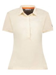Geographical Norway Koszulka polo w kolorze beżowym rozmiar: XXL. Brązowe bluzki damskie Geographical Norway, xxl, bez wzorów, z bawełny, bez kołnierzyka, bez ramiączek. Za 83.62 zł.