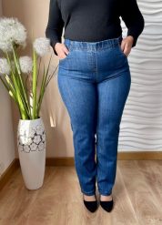 Jeansowe spodnie Jovita z prostą nogawką PLUS SIZE XXL. Spodnie materiałowe damskie Nasi partnerzy, bez wzorów, z bawełny, biznesowe, plus size. Za 199.90 zł.