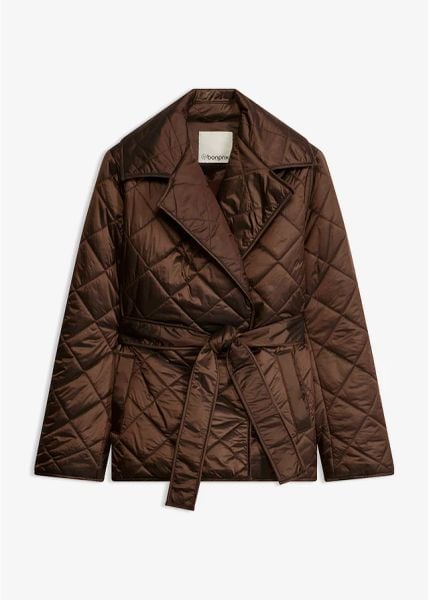 Lekka kurtka pikowana. Brązowe kurtki damskie bonprix, bez wzorów, bez kaptura. Za 219.99 zł.