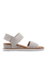 Skechers Sandały BOBS Desert Kiss 31440/OFWT Beżowy. Brązowe sandały damskie Skechers, bez wzorów, z materiału, bez obcasa, na płaskiej podeszwie. Za 199.99 zł.
