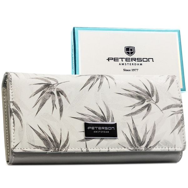 Elegancki, biały portfel damski ze skóry ekologicznej i naturalnej z systemem RFID PTN PX24-1-NPK Peterson. Białe portfele damskie bez wzorów, ze skóry ekologicznej. Za 124.99 zł.