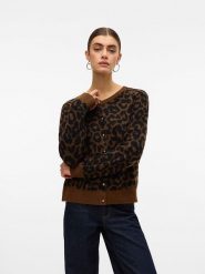 Vero Moda Kardigan w kolorze jasnobrązowo-czarnym rozmiar: S. Brązowe kardigany damskie Vero Moda, s, bez wzorów, z wełny. Za 113.36 zł.