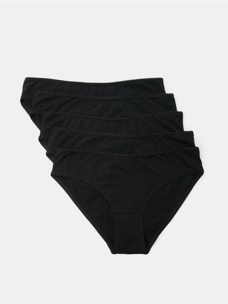 Bawełniane figi 5 pack - czarny. Czarne figi damskie Sinsay, l, bez wzorów, z bawełny. Za 22.99 zł.
