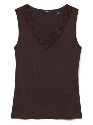 Vero Moda Top w kolorze brązowym rozmiar: XS. Brązowe topy damskie Vero Moda, xs, bez wzorów, z koronki, bez kołnierzyka. Za 59.95 zł.
