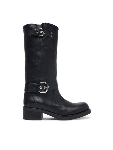 Weekend Max Mara Kozaki Addobbo 2625796034 Czarny. Czarne kozaki damskie Weekend Max Mara, ze skóry, bez obcasa, na płaskiej podeszwie. Za 2,134.00 zł.