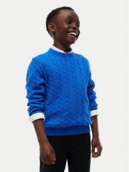 Tommy Hilfiger Sweter KB0KB09753 Niebieski Regular Fit. Niebieskie swetry chłopięce Tommy Hilfiger, bez wzorów, z bawełny, bez kołnierzyka. Za 329.99 zł.