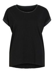 Vila Koszulka "Dreamers" w kolorze czarnym rozmiar: S. Czarne bluzki damskie Vila, s, bez wzorów, bez kołnierzyka, bez ramiączek. Za 65.07 zł.