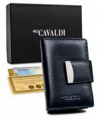 Portfel skórzany 4U Cavaldi RD-04-GCL granatowy. Niebieskie portfele damskie 4U Cavaldi, bez wzorów, ze skóry. Za 69.99 zł.