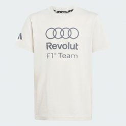 Koszulka Z Grafiką Audi Revolut F1 Team Dna. Białe t-shirty damskie Adidas, bez wzorów, z dzianiny, bez kołnierzyka. Za 129.00 zł.