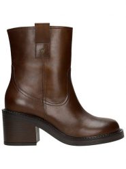 Wojas Skórzane botki w kolorze brązowym rozmiar: 40. Brązowe botki damskie Wojas, eleganckie, z okrągłym noskiem, bez obcasa, bez zapięcia. Za 456.87 zł.