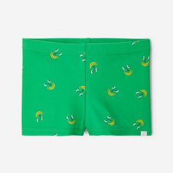 Bokserki kąpielowe dla malucha Decathlon Titou Smile. Zielone kąpielówki męskie Decathlon, bez wzorów, z elastanu, do pływania. Za 29.99 zł.