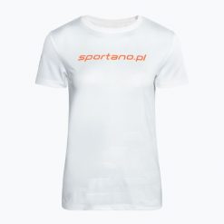 Koszulka do biegania damska Sportano Active Women. Białe bluzki sportowe damskie SPORTANO, l, z elastanu, bez kołnierzyka, bez ramiączek. Za 45.99 zł.