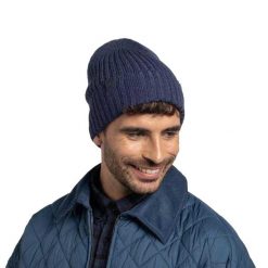 Czapka Unisex Dla Dorosłych Norval Merino Wool Beanie. Niebieskie czapki męskie Buff, bez wzorów, z materiału. Za 274.99 zł.