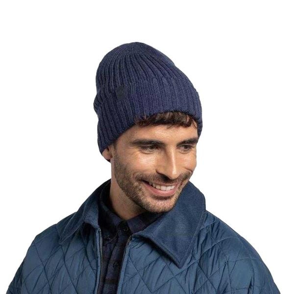 Czapka Unisex Dla Dorosłych Norval Merino Wool Beanie. Niebieskie czapki męskie Buff, bez wzorów, z materiału. Za 274.99 zł.