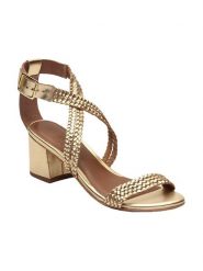 Les BAGATELLES Skórzane sandały "Gizelle" w kolorze ciemnozłotym rozmiar: 38. Żółte sandały damskie Les BAGATELLES, bez wzorów, ze skóry, bez obcasa, na koturnie. Za 180.06 zł.