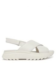 Clarks Sandały DashLite Wish 26186583 Biały. Białe sandały damskie Clarks, bez wzorów, ze skóry, bez obcasa, na płaskiej podeszwie. Za 389.99 zł.