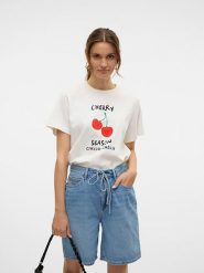 Vero Moda Koszulka w kolorze białym rozmiar: S. Białe bluzki damskie Vero Moda, s, bez wzorów, z bawełny, bez kołnierzyka, bez ramiączek. Za 43.88 zł.