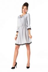 Szara Sukienka w Stylu Boho z Koronkową Wypustką. Szare sukienki damskie Merribel, l, bez wzorów, z koronki, boho, bez kołnierzyka, bez ramiączek. Za 109.90 zł.