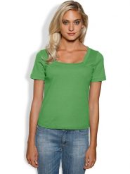Heine Koszulka w kolorze zielonym rozmiar: 42. Zielone bluzki damskie Heine, bez wzorów, z bawełny, bez kołnierzyka. Za 56.99 zł.