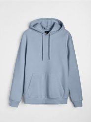 Bluza z kapturem basic - błękitny. Niebieskie bluzy z kapturem męskie Sinsay, l. Za 39.99 zł.