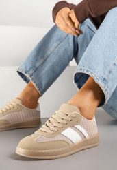 Ciemnobeżowe Sneakersy Typu Kultowe Tenisówki na Półtransparentnej Podeszwie Ulinera. Brązowe trampki i tenisówki damskie Born2be, bez wzorów, z jeansu. Za 84.99 zł.