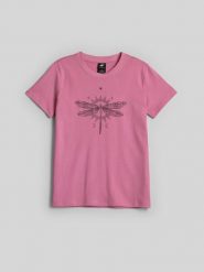 4F T-shirt regular z nadrukiem damski - różowy XS. Czerwone t-shirty damskie 4f, m, bez wzorów, z bawełny, bez kołnierzyka. Za 59.99 zł.